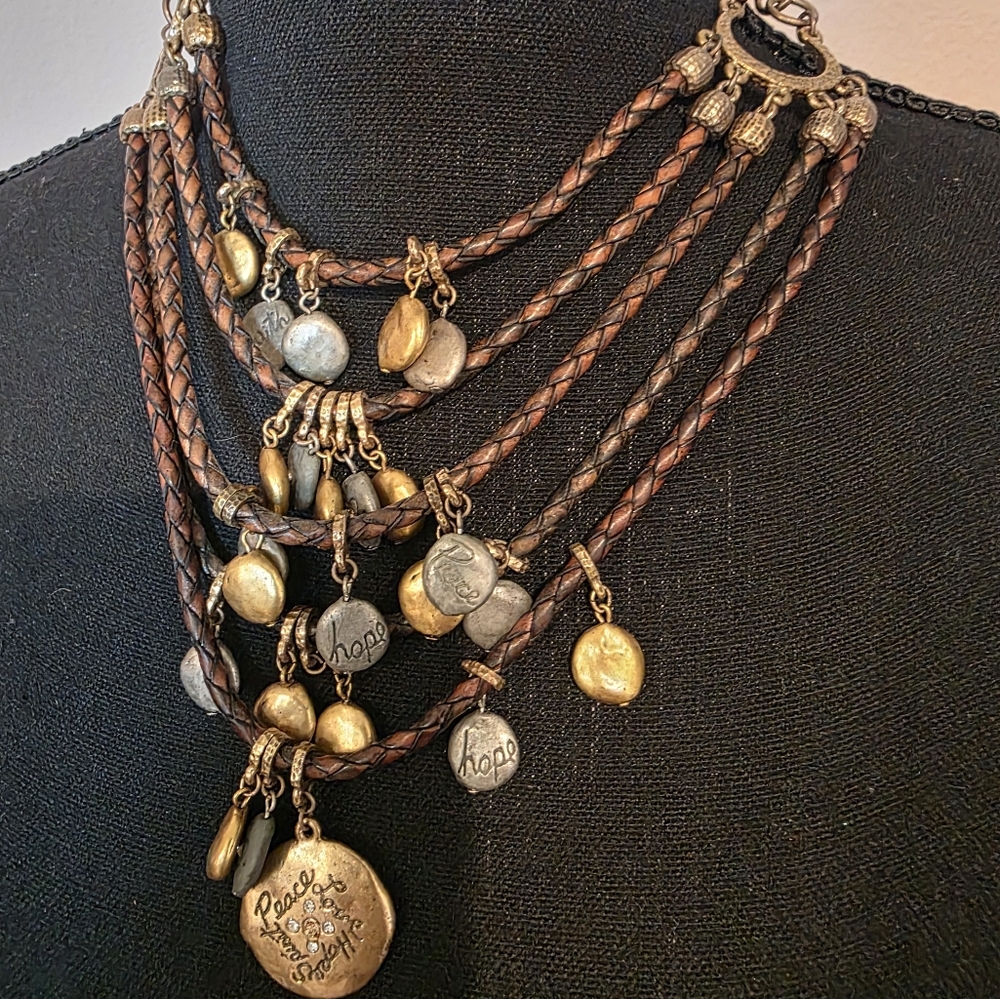 Chico's Gold and Silver Multi-Strand Necklace with Charms